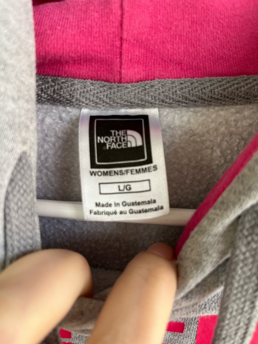 The North Face Gray Hoodie with Pink Interior Trim - Picture 2 of 3
